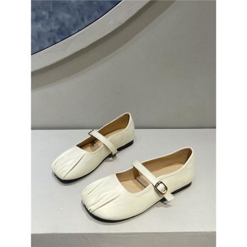 一字扣單鞋女2026新款春秋配裙子軟底軟面平底奶奶鞋法式瑪麗珍鞋