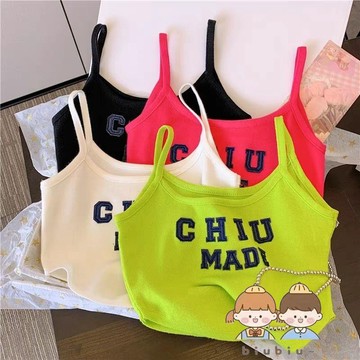 🎀biubiu童裝🎀女童吊帶小背心2023夏季純棉寶寶洋氣字母貼布繡短款無袖外穿上衣