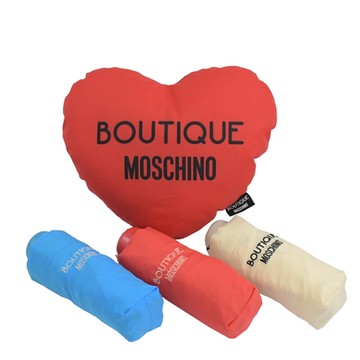 MOSCHINO 素雅花邊折疊晴雨傘(三色-附心型小抱枕)