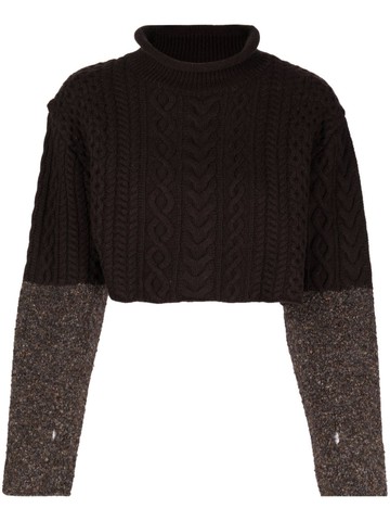 STUDIO TOMBOY - cropped cable-knit jumper - women - Wool/Polyester/Nylon/Polyester/Acrylic/Elastane/Wool - 1 - Brown
