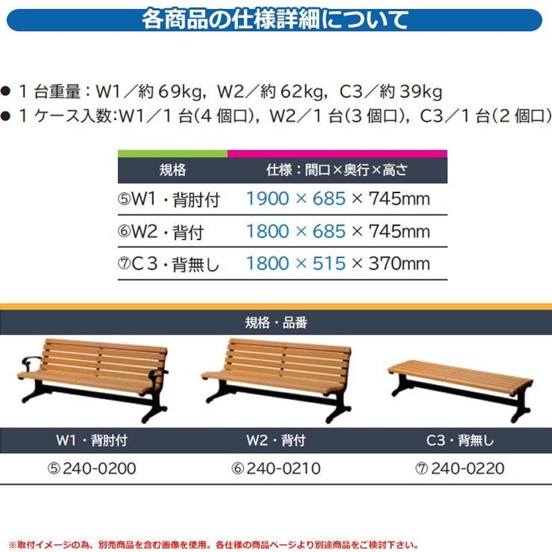 ベンチ ファニチャー ガーデン ベンチ（木製） C3・背無し 品番：240