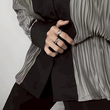 ☆LimeLight☆ 灰燼 液態 INS Y2K 飾品 可調整 戒指 男生戒指 女生戒指 ACC-B120015