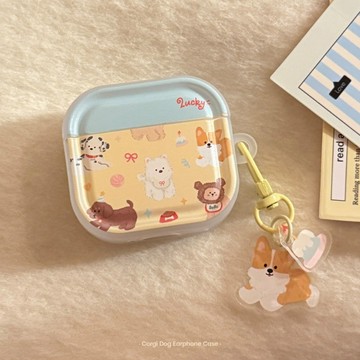 可愛萌系小狗樂園適用AirPods3代保護套1/2代蘋果4代藍牙耳機pro2掛件