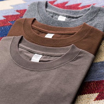 250g 阿美咔嘰純色重磅純棉小領子厚實硬挺短袖T恤男女同款深花灰