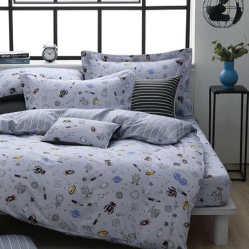 【馨眠Kim Gu Living】100%精梳棉四件式兩用被床包組-星際漫遊(雙人)
