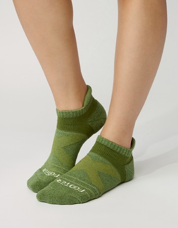 暖陽麻花輕壓力足弓船短襪- 綠