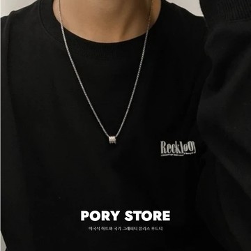 【PORY STORE】韓系基礎圓環古巴項鍊 雙層 搭配 項鍊 古巴 鈦鋼 雕刻 情侶 鏈條 配件 飾品 男生飾品