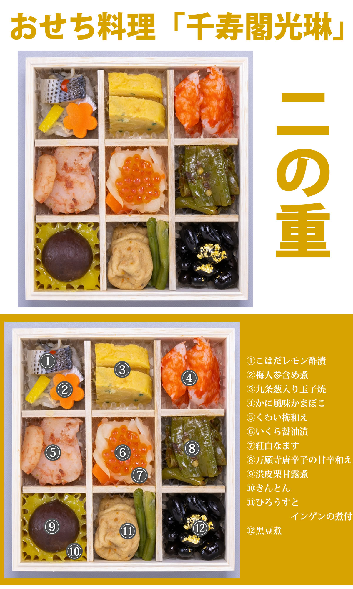 京都しょうざん和風おせち料理「千寿閣光琳」三段重 6.0寸2人前41品入 和風 洋風 中華 数量限定