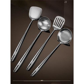 德國316L不銹鋼鍋鏟勺子套裝廚房廚具炒菜鏟子一體長柄加厚鐵炒鏟