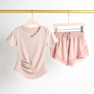 瑜伽服套裝女速干透氣夏季專業晨跑步運動上衣緊身顯瘦健身服t恤