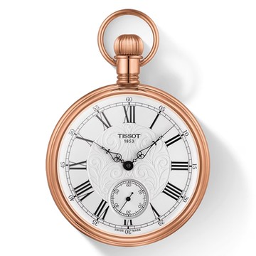 TISSOT 天梭 官方授權 小秒針手上鍊懷錶(附鍊) 新年開運 送禮推薦-玫瑰金x白/51mm T8614059903301