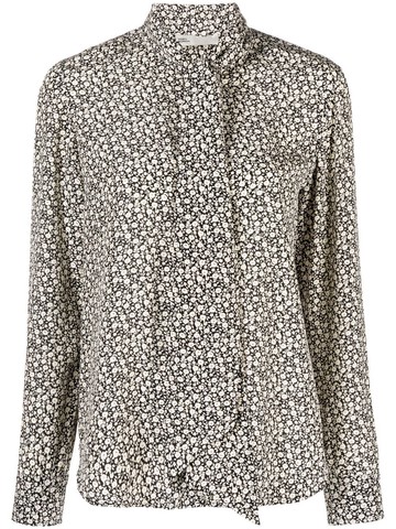 Tory Burch `Ditsy` Floral Silk Twill Bow Blouse