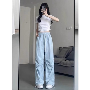 臺灣/✨工裝褲 闊腿褲彩色多巴胺辣妹運動休閒褲防水速幹褲女街舞降落傘兵褲薄款工裝褲