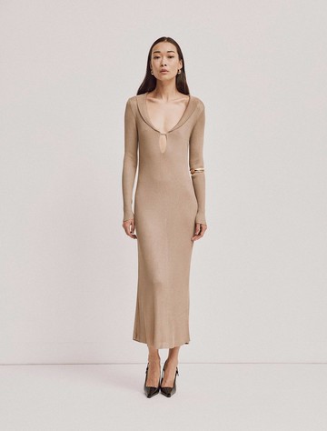 Kea Dress In Taupe - Viscose Ninety Percent