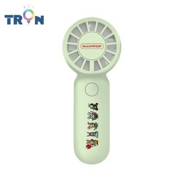 TRON 迷你手持風扇 綠色 復古點陣 三檔風速 防丟掛繩 充電風扇