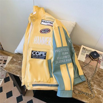 美式復古hiphop炸街機車賽車服外套男女秋冬高級感vibe風棒球服潮