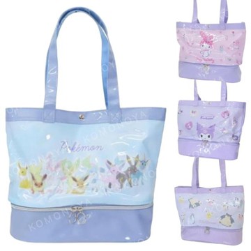 小禮堂 Sanrio 三麗鷗 PVC雙層防水海灘包 美樂蒂 酷洛米 寶可夢