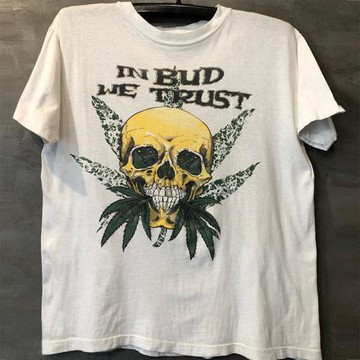 美潮街頭oldschool骷髏頭重磅棉純棉質感T恤ins男女oversize短袖