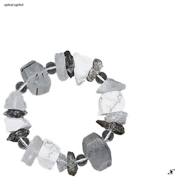 .能量個性水晶手工手鏈. 黑髮晶 白松石 閃靈鑽 白水晶