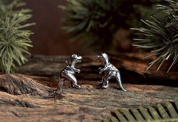 二毛銀【童年趣味-暴龍立體實心-耳針】銀 or 金