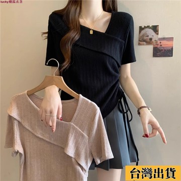 🌟新店優惠🌟大碼微胖法式休閒短袖T恤女夏季胖MM遮肚顯瘦時尚不規則上衣240斤