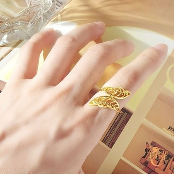 【晶曜珠寶】黃金戒指 女戒 蝶舞翩翩 活動戒圍 1.00錢
