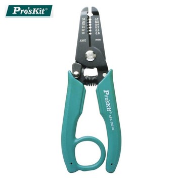 又敗家@台灣製ProsKit寶工安全鎖6孔剝線鉗剝皮鉗8PK-3001D拔線鉗扒皮鉗(SK7硬化;可夾持;PVC防滑手柄)適精密加工剝電線【全館299超取免運】【APP下單點數4倍送】