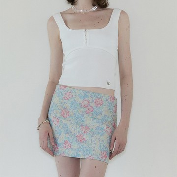 復古印花 Vintage風格做舊印花短裙 立體肌理碎花迷你裙