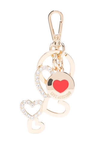 Love Moschino - logo-engraved heart charm keyring - women - Iron/Zinc - One Size - Gold