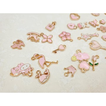 布布村手作 吊飾 飾品 耳環 吊墜材料 DIY手工 粉色系