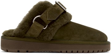 Burberry 绿色 Suede & Shearling Chubby 穆勒鞋