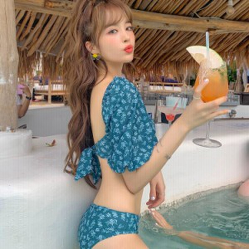 水着 ビキニ レディース 女の子 上下セット 水着 かわいい 袖あり ベアトップ チューブトップ風 二の腕カバー 花柄 レトロ ガーリー おし 通販 Lineポイント最大1 0 Get Lineショッピング