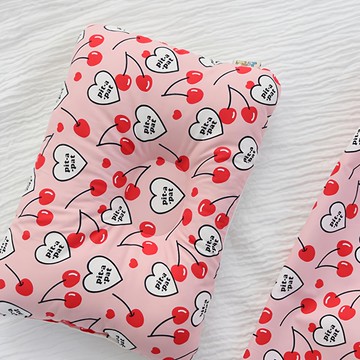 Jeiyuni 棉製嬰幼兒款枕頭  37*26*6cm  粉底櫻桃款