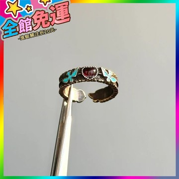 🌸台灣出貨🌸 「飛鳥集」vintage中古飛鳥戒指女複古拉絲紅色愛心佈契風 🥇滿額免運🥇X370-11-A