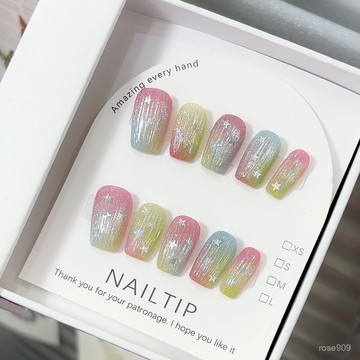 ✨Hannah✨純手工【糖果屋】可愛彩色多巴胺馬卡龍貓眼可愛少女新款穿戴甲精緻穿戴甲 3GS0