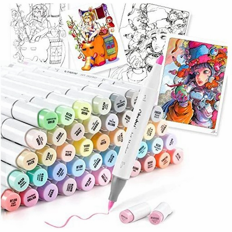 高額売筋 薄色 イラストマーカー 168色 パステルカラー Ohuhu 基本色 濃淡色 イラ 手帳 ブレンダーペン付き ふでタイプ 筆先 浅い色 筆 太字 水性サインペン Www Renex Pl