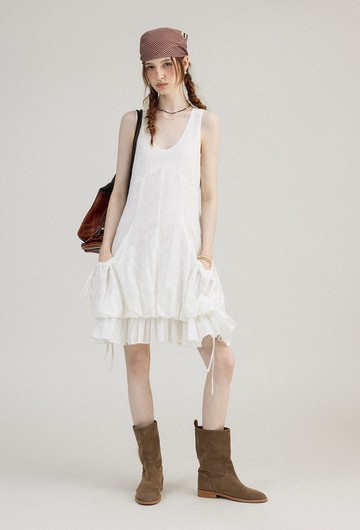 熱帶島嶼 復古色織肌理連身裙