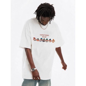 WASSUP小矮人美式重磅T恤上衣男裝夏季2024新款寬松潮牌短袖情侶