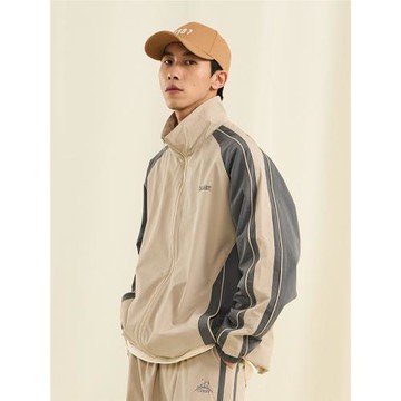 FEAROM太空行動撞色拼接刺繡外套春季日系寬松休閑運動立領夾克潮