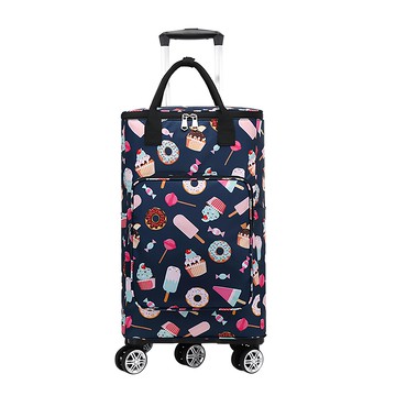 可折疊伸縮拉桿萬向5輪行李購物車  甜甜圈 藍色  1個