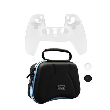 iplay PS5 收納包 含矽膠套+搖桿帽  6910395722835  黑色  1組