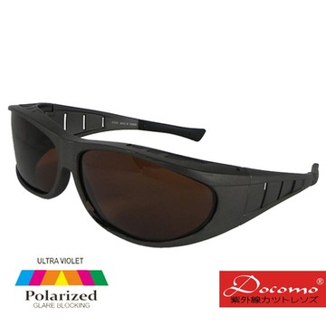 【Docomo】寬版設計　排霧散熱孔　頂級Polarized偏光太陽眼鏡　強化技術　有無近視皆可配戴　質感茶