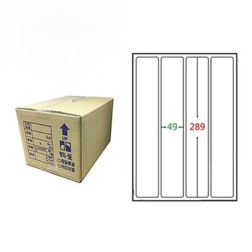 【鶴屋】A4電腦標籤 49x289mm 圓角 4格 1000張入 / 箱(L49289 LX)