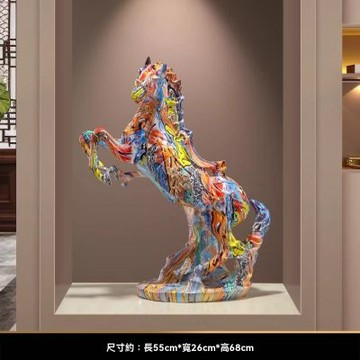 幻彩招財躍馬擺件 大號客廳擺件 書房電視櫃擺件 入戶玄關豎高裝飾品 藝術裝飾品 送禮擺件