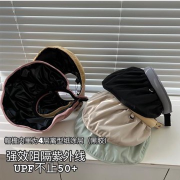 升級版貝殼帽空頂防曬帽女夏季防紫線黑膠太陽帽遮陽大檐帽子顯臉