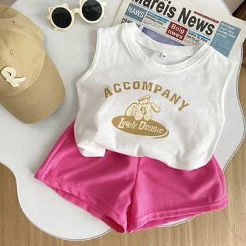 🎀biubiu童裝🎀女童套裝夏季新款兒童韓版無袖卡通背心男寶休閒短褲兩件套潮