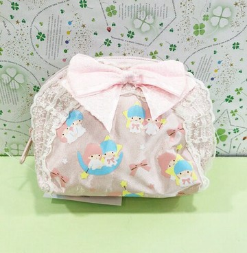 【震撼精品百貨】Little Twin Stars KiKi&LaLa 雙子星小天使 雙子星化妝包-蕾絲#29015 震撼日式精品百貨