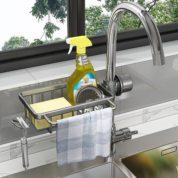 廚房水龍頭置物架洗碗洗菜池水槽用品家用抹布海綿瀝水掛籃收納架