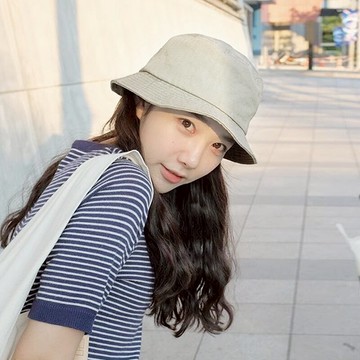 小沿漁夫帽女夏韓版日系文藝百搭可愛防曬遮陽帽小頭圍太陽帽盆帽1入