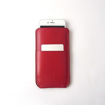 植物染皮革丨全機型適用手機殼【すぽっと/spot】蘇芳染 手縫 手染 手作